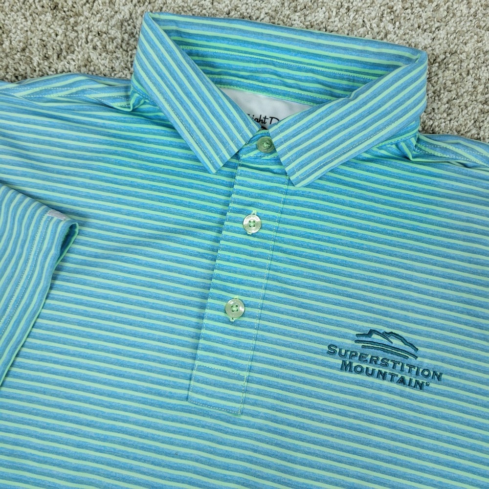 Straight Down Mens Large Blue Striped Performance Stretch Golf Polo SS